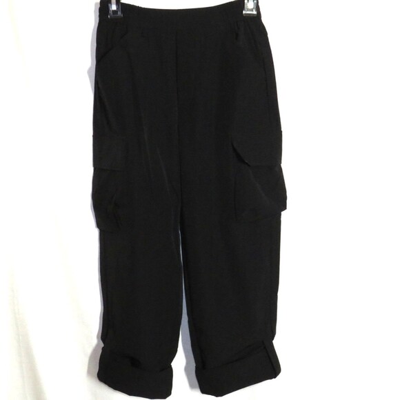 Halara Black Lightweight Nylon Blend High Waist Pull On Crop Cargo Pants Size XS - Picture 9 of 13